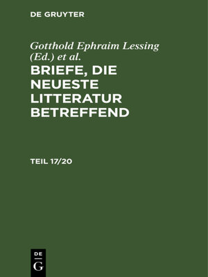cover image of Briefe, die neueste Litteratur betreffend. Teil 17/20
